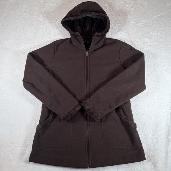 Lands' End Jackets & Blazers - Lands End Jacket Women's Sz‎ M Brown Hooded Zippered Long Fleece
